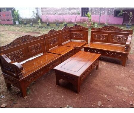 Kursi Sudut Minimalis Ukir Kayu Jati