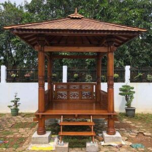 gazebo kayu jati minimalis mewah