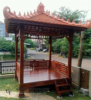 Gazebo Bogor Jati Ukir Atap Genteng