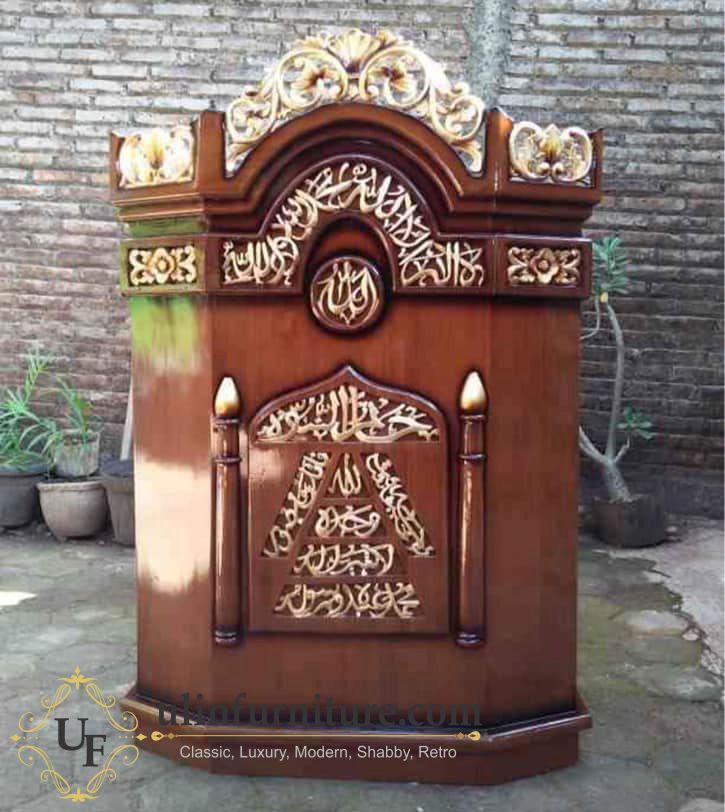 Mimbar Podium Masjid Blitar Ukir Kaligrafi