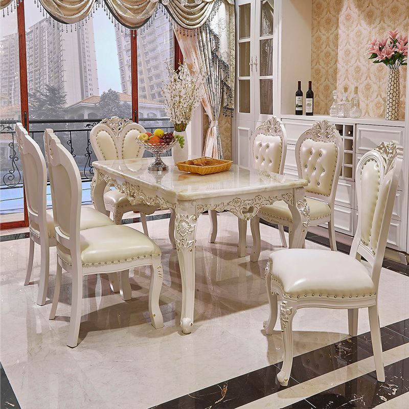 Set Meja Makan Mewah Luxury White