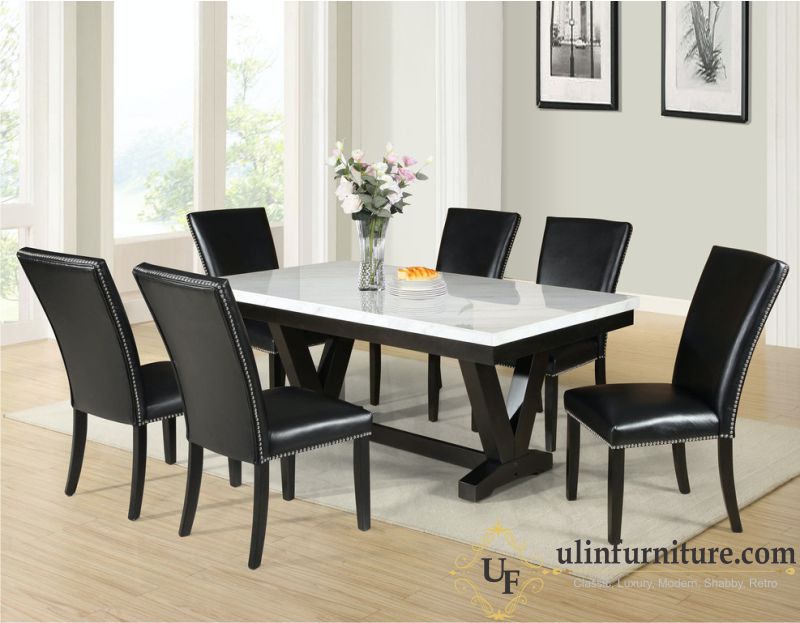 Set Meja Makan Marmer Model Klasik