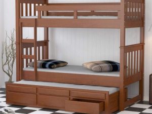 Tempat Tidur Tingkat 3 Kasur Kayu Jati