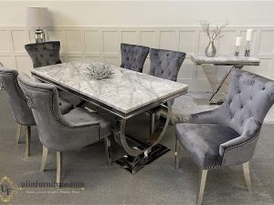 Set Meja Makan Marmer Stainless BSD City