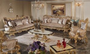 Set Sofa Tamu Mewah Carving Campagne