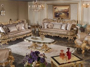 Set Sofa Tamu Mewah Carving Campagne