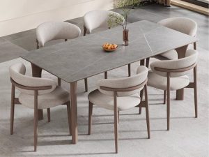 Set Meja Makan Jati Klasik Marmer Asli