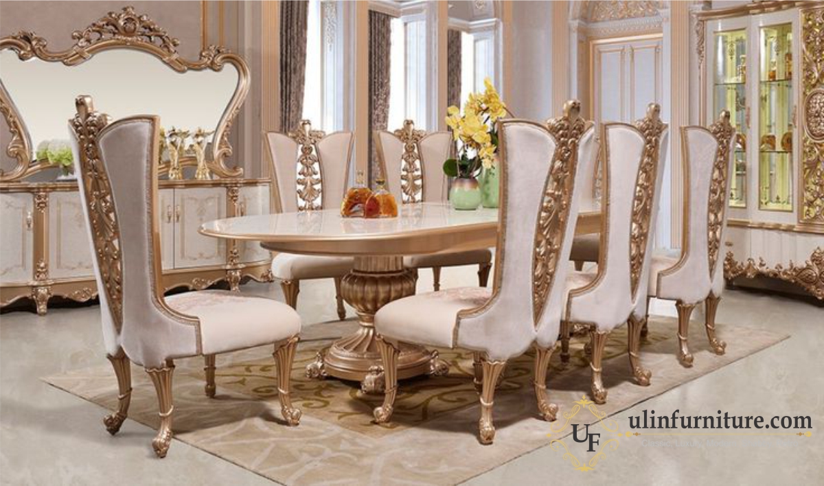 Set Meja Makan Modern Mewah White Clear Elegan