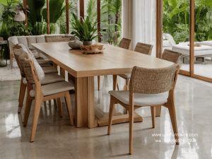 Set Meja Makan 8 Kursi Jati Minimalis