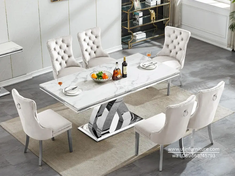 Model Meja Makan Stainless Marmer Terbaru