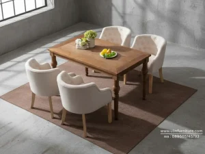 Set Meja Makan Minimalis Klasik Kayu Jati