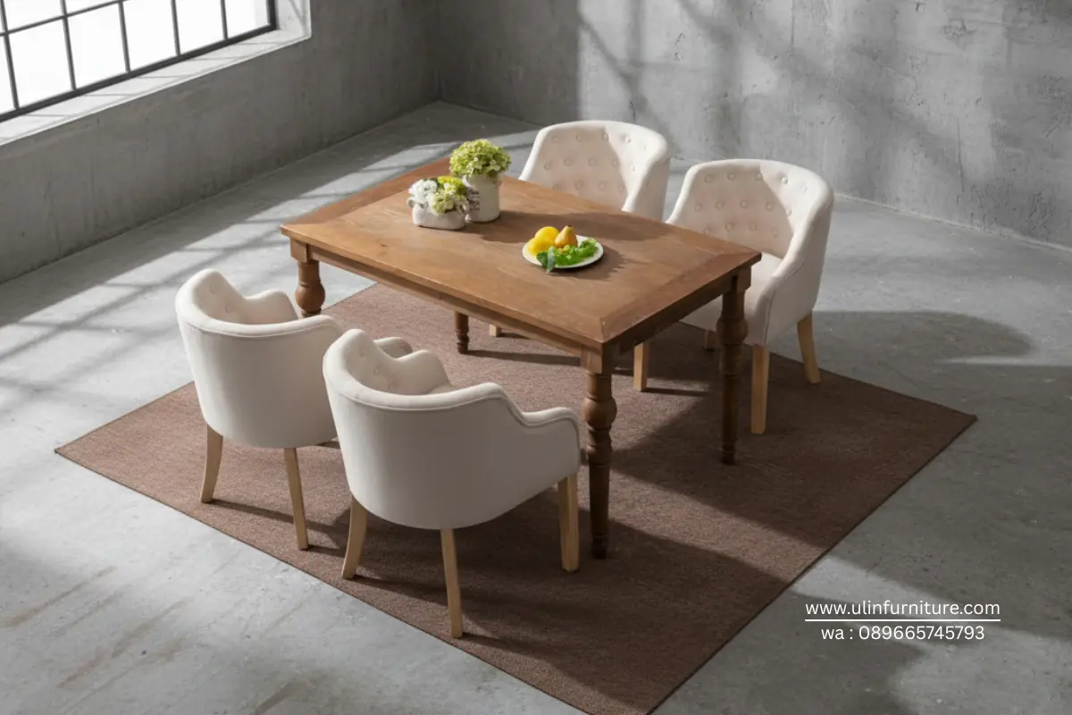 Set Meja Makan Minimalis Klasik Kayu Jati