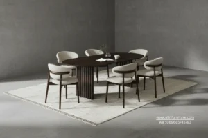 Set Meja Makan Oval Desain Minimalis Modern