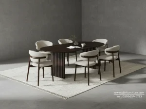 Set Meja Makan Oval Desain Minimalis Modern