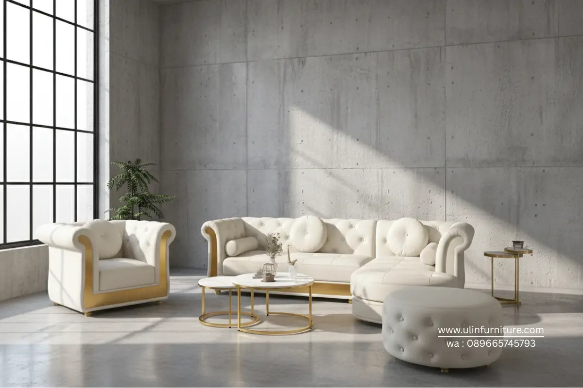 Sofa Ruang Tamu Chesterfield Minimalis Mewah Modern