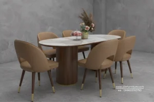 Meja Makan Jati Minimalis Top Granit Marmer