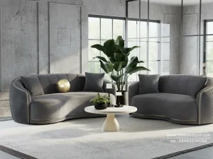 Set Sofa Lengkung Grey Minimalis Modern