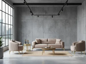 Set Sofa Stainless Minimalis Cream