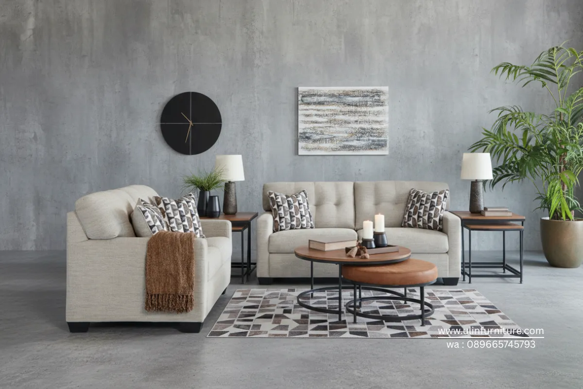 Sofa Tamu Linen Minimalis Desain Modern
