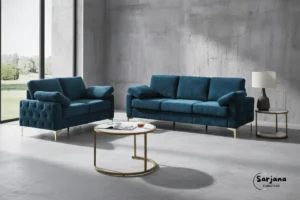 Sofa Tamu Minimalis Modern Kaki Stainless Gold