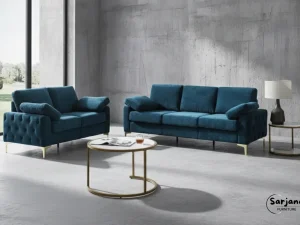 Sofa Tamu Minimalis Modern Kaki Stainless Gold