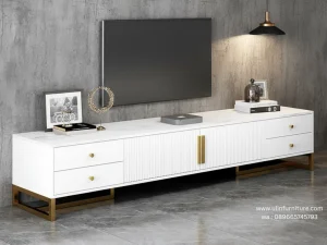 Buffet Meja TV Marmer Minimalis Warna Putih