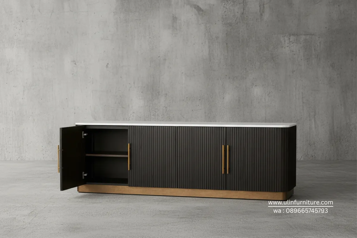 Meja Buffet TV Minimalis Top Marmer