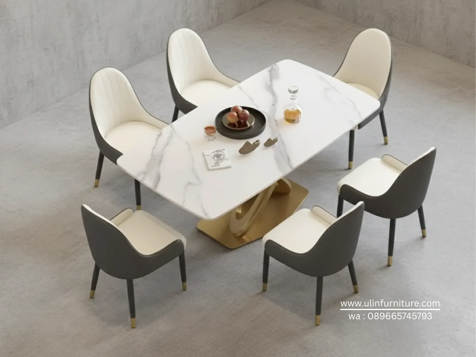 Meja Makan Minimalis Marmer Stainless Gold
