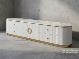 Meja TV Marmer Stainless Desain Minimalis