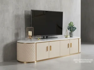 Meja TV Marmer Stainless Minimalis Modern