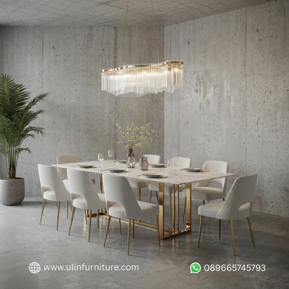 Kursi Meja Makan Minimalis Modern Kaki Stainless Gold
