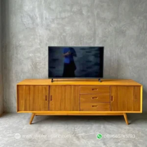 Meja TV Kayu Jati Minimalis Retro Modern