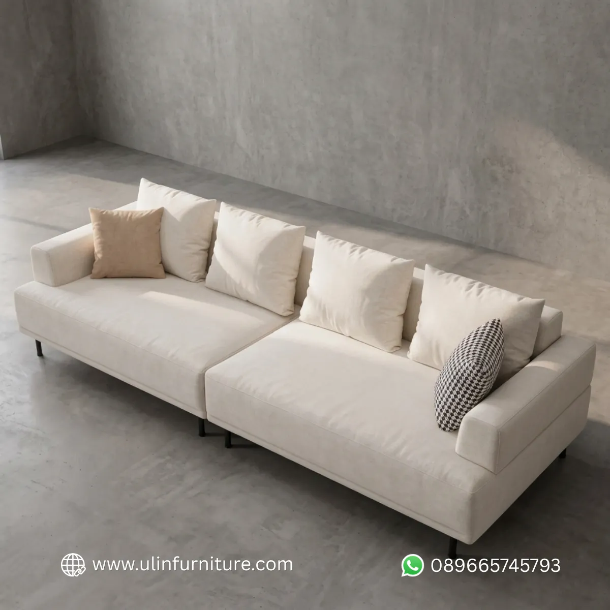 Model Sofa Tamu Cream Minimalis Modern Terbaru