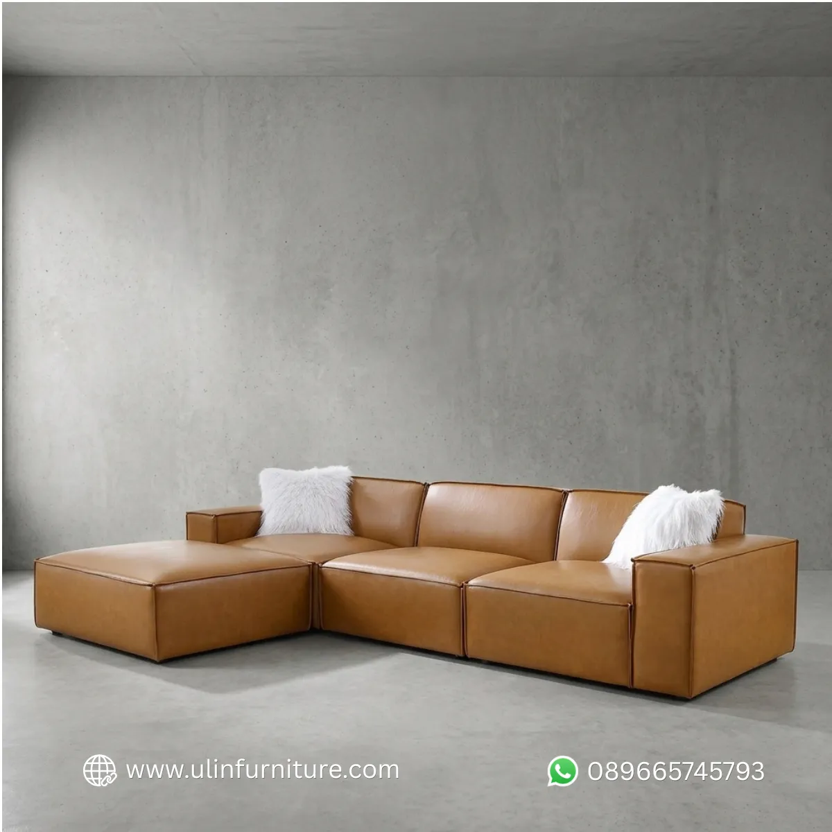 Model Sofa Tamu L Kulit Modern Terbaru