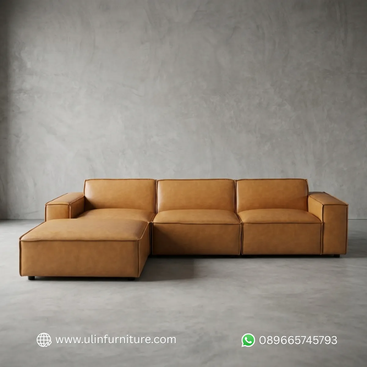 Model Sofa Tamu L Kulit Modern Terbaru
