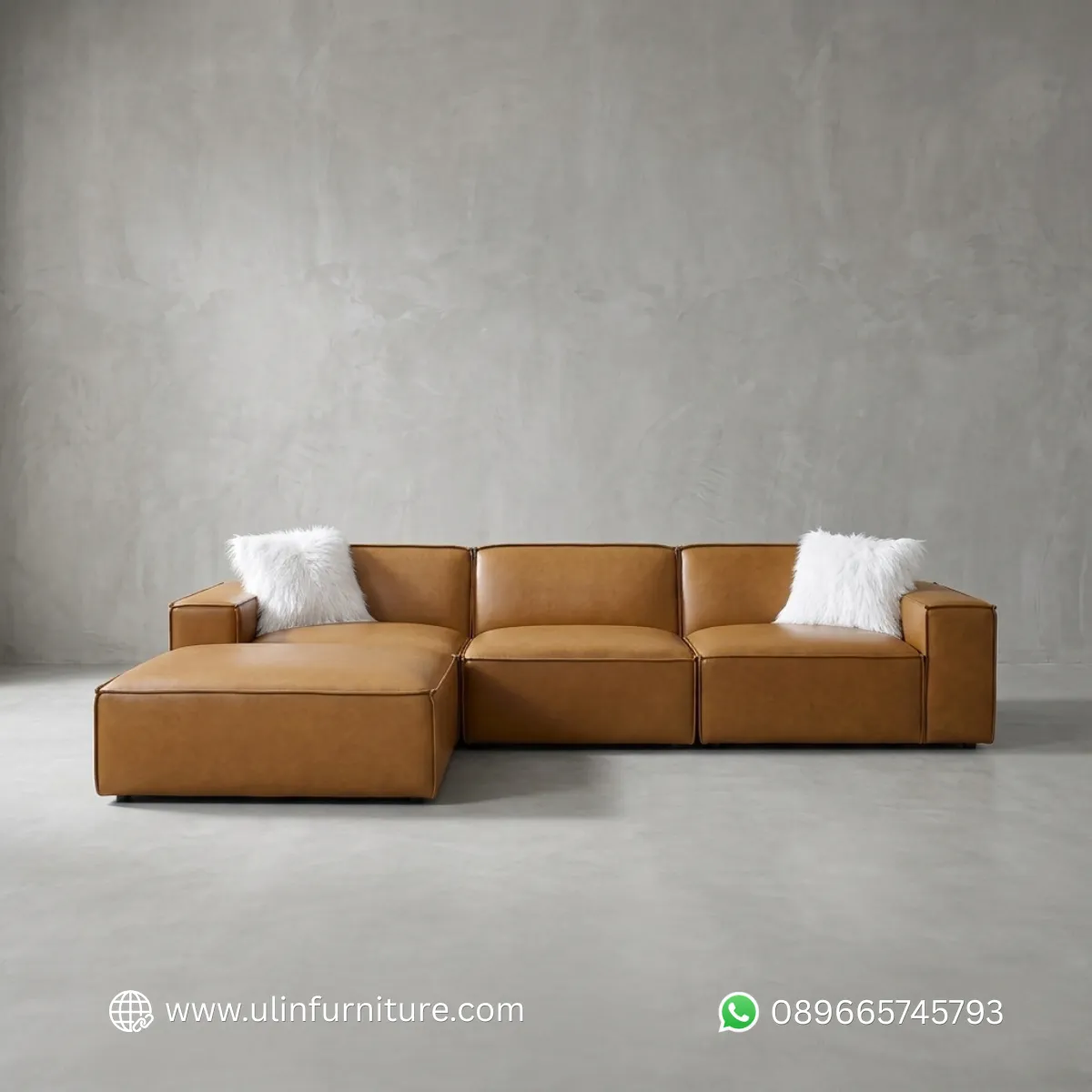 Model Sofa Tamu L Kulit Modern Terbaru