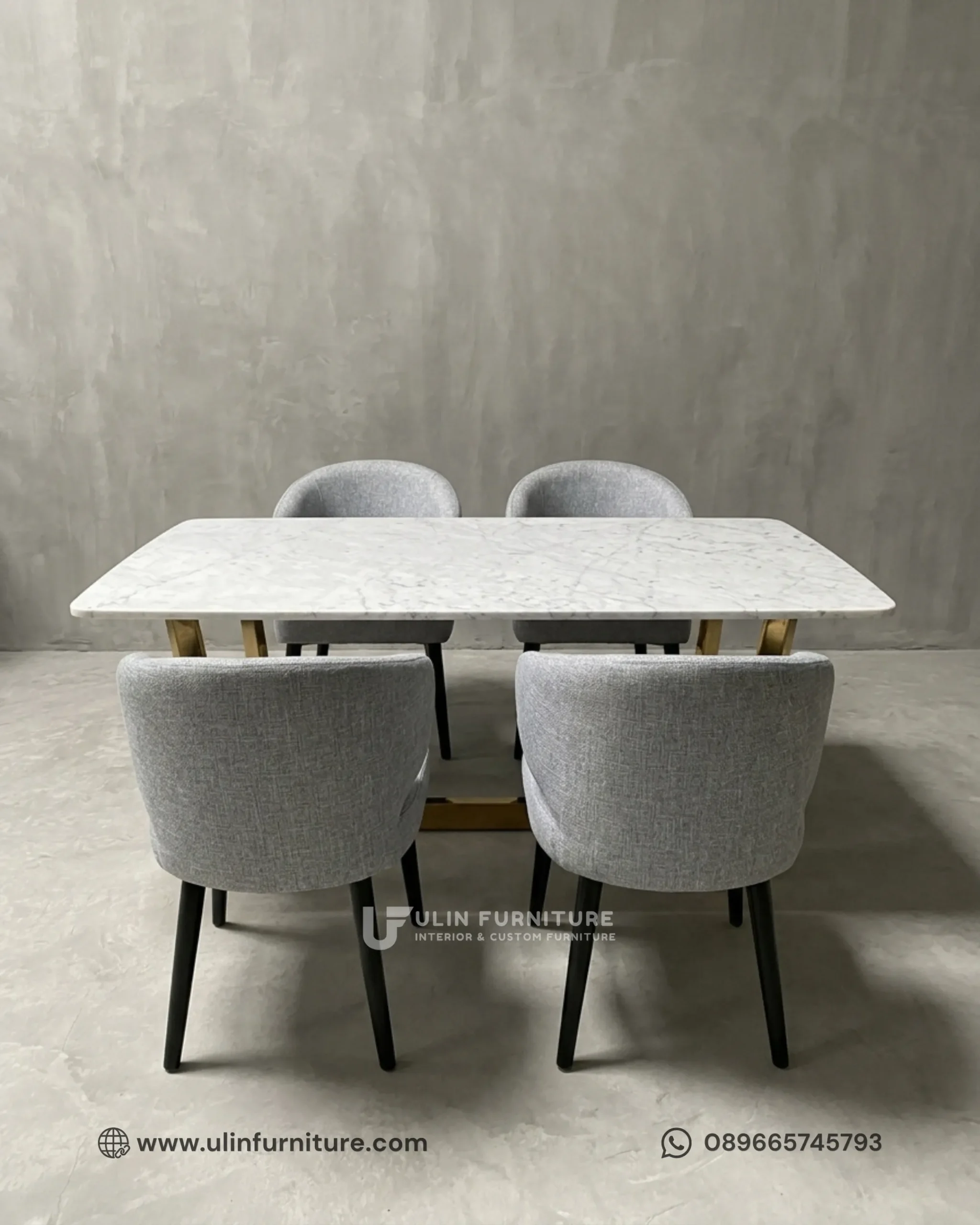 Set Meja Makan Marmer Mewah Minimalis Modern