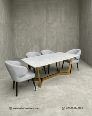 Set Meja Makan Marmer Mewah Minimalis Modern