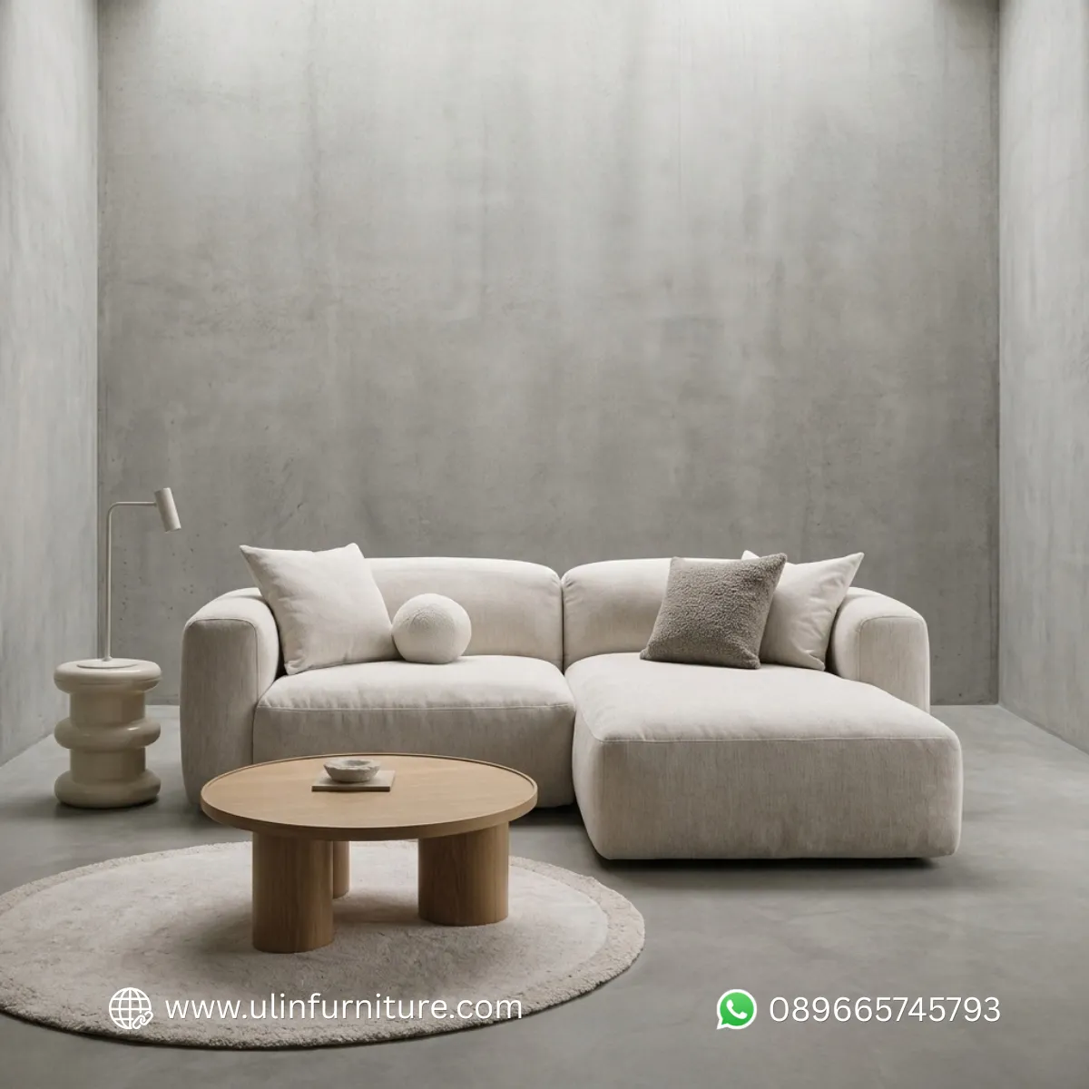 Sofa L Ruang Tamu Minimalis Warna Cream