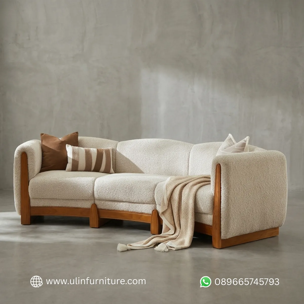 Sofa Tamu Desain Minimalis Modern Rangka Kayu Jati