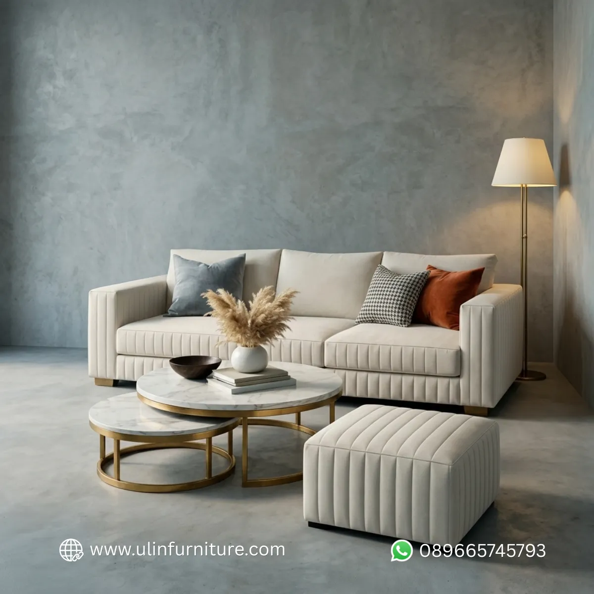 Sofa Tamu Minimalis Modern Bahan Velvet Premium