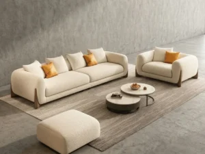 Sofa Tamu Set Minimalis Modern Desain Curved
