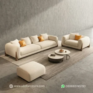 Sofa Tamu Set Minimalis Modern Desain Curved