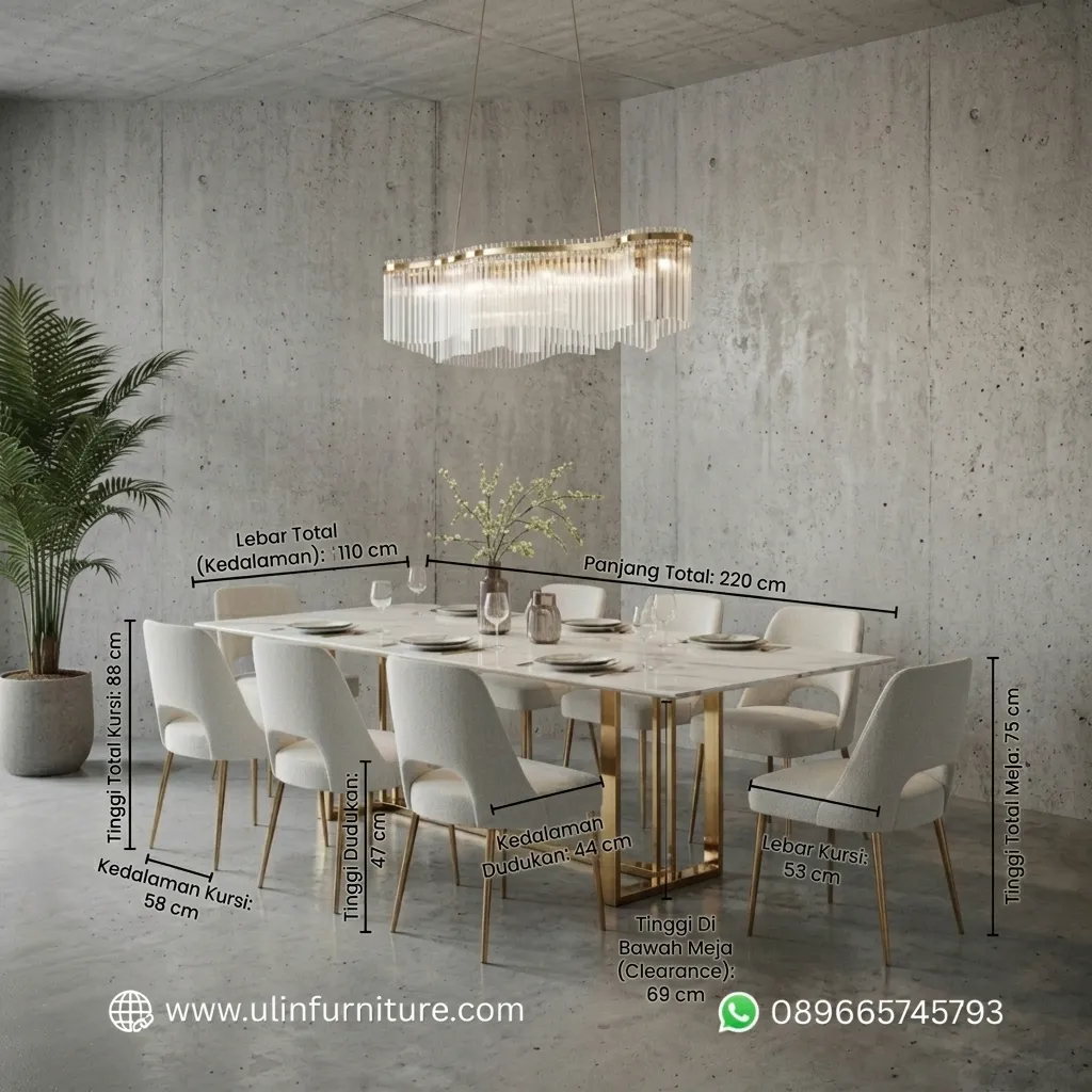 Kursi Meja Makan Minimalis Modern Kaki Stainless Gold